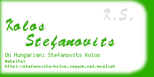 kolos stefanovits business card